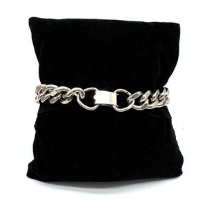 Vintage Lisner Silvertone Chunky Curb Link Chain Bracelet